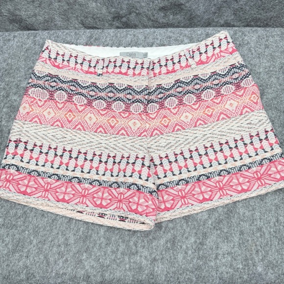 Dalia Pants - Dalia Womens Pink & White Geometric Patterned Shorts Size 6 Cotton Blend